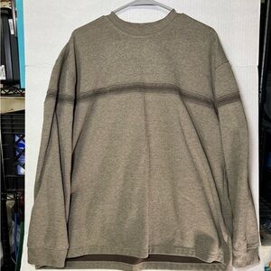 Men’s Thermal Long Sleeve Shirt Brown Ribbed Crewneck XXL